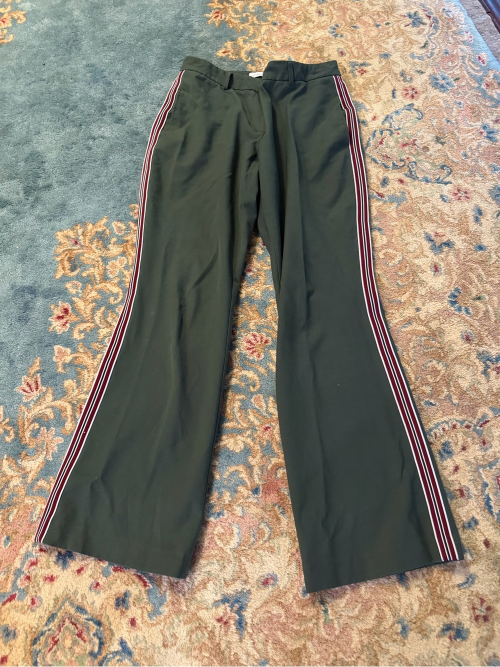 Calvin Klein Olive Side Stripe Wide Leg Pants Size 40